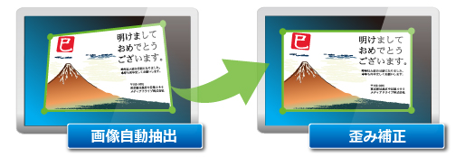 はがき OCR カメラ 画像補正 歪み補正 自動抽出