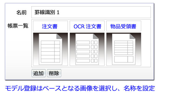 e.Document Sorter 罫線識別 モデル設定