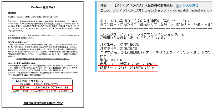 認証キー記載場所